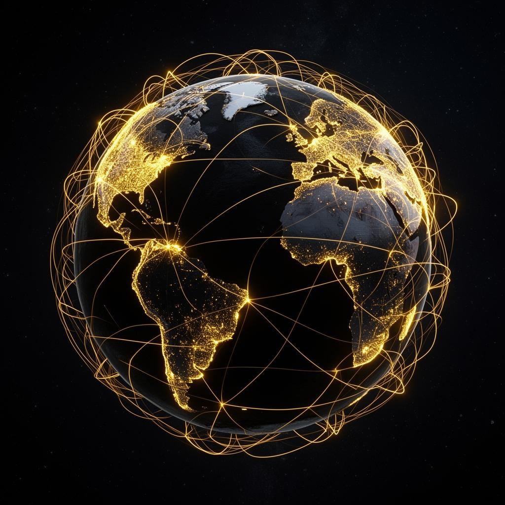 Rede global de CDN envolvendo o globo terrestre